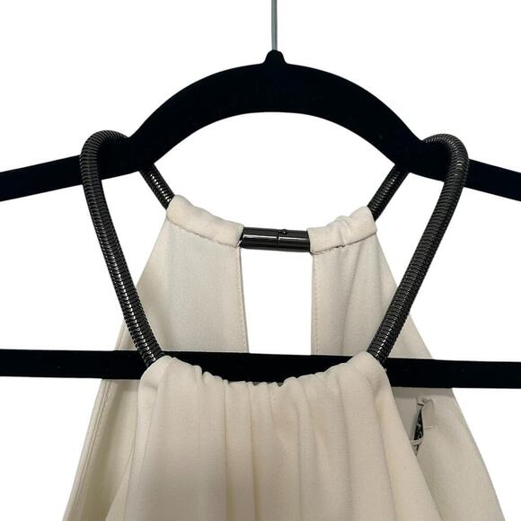 NWT Halston Heritage White Draped Halter Cocktail Dress with Cutouts (6) - Picture 9 of 16